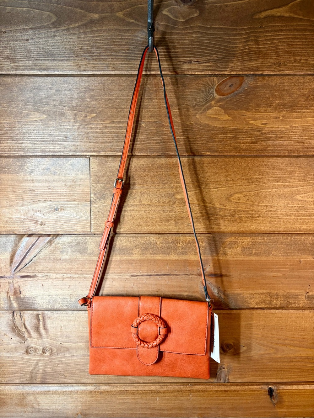 Le Miel Braided Ring Accent Crossbody Bag in Orange 🧡🍊